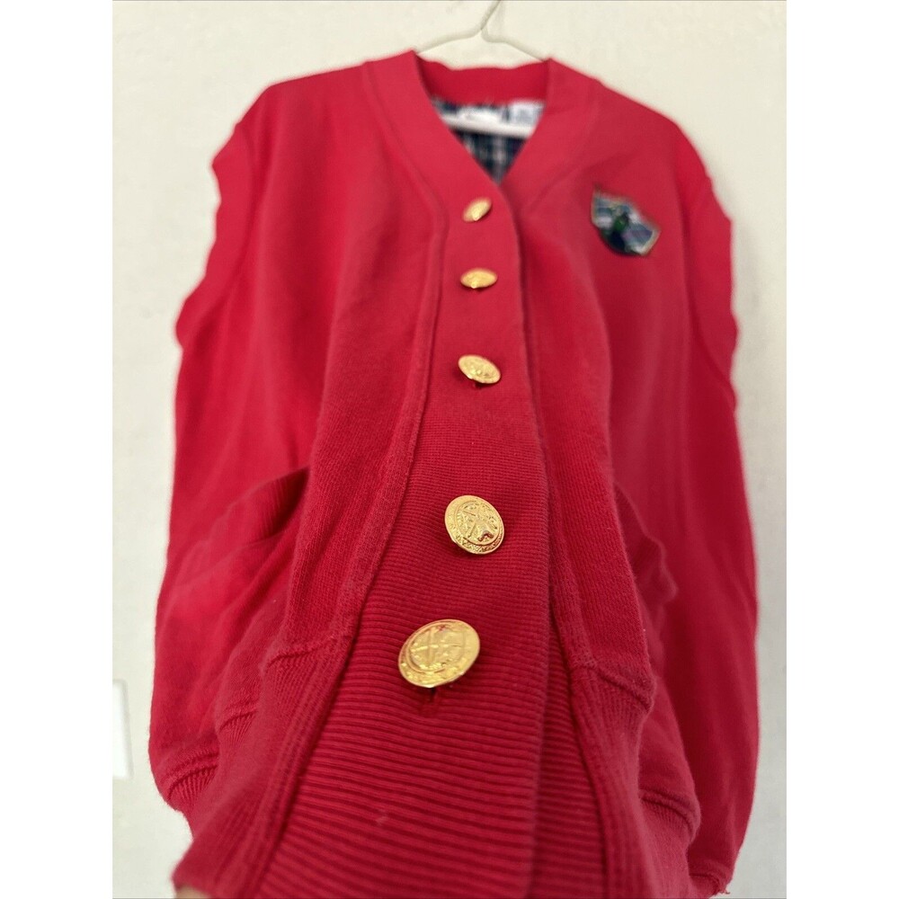Vintage Men's Golf Vest Button Up Sweater Pinehurst Line-up Red Gold Size M - Picture 4 of 11